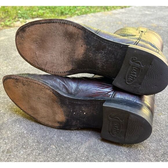 Justin Men's Exotic Roper boot in Chocolate Lizard Size 8 - Picture 8 of 10